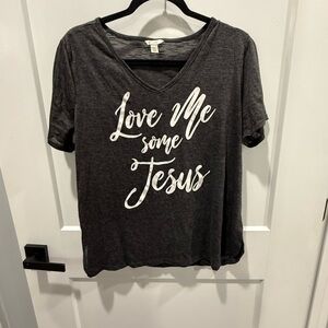 Cato short sleeve tee charcoal Love me some Jesus size Large